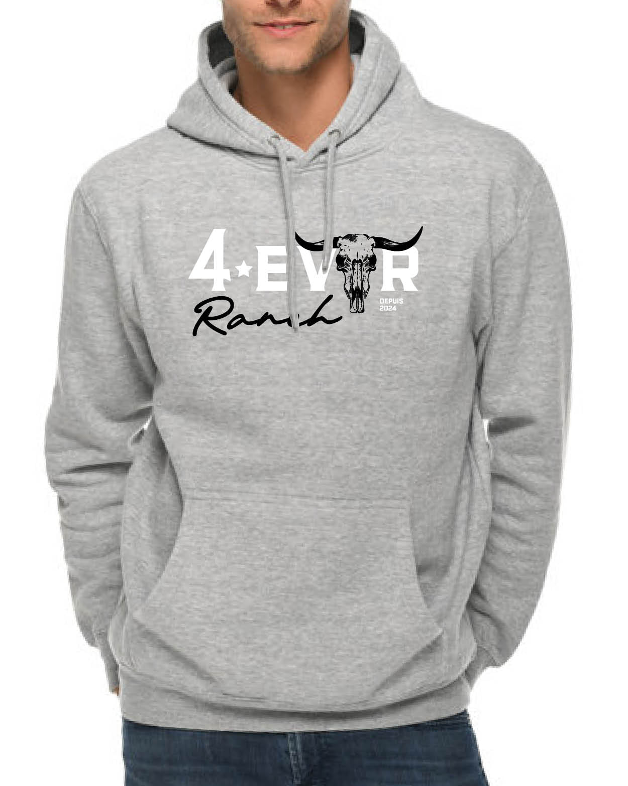 Le Hoodie «Longhorn» pour Homme / Unisexe - Gris