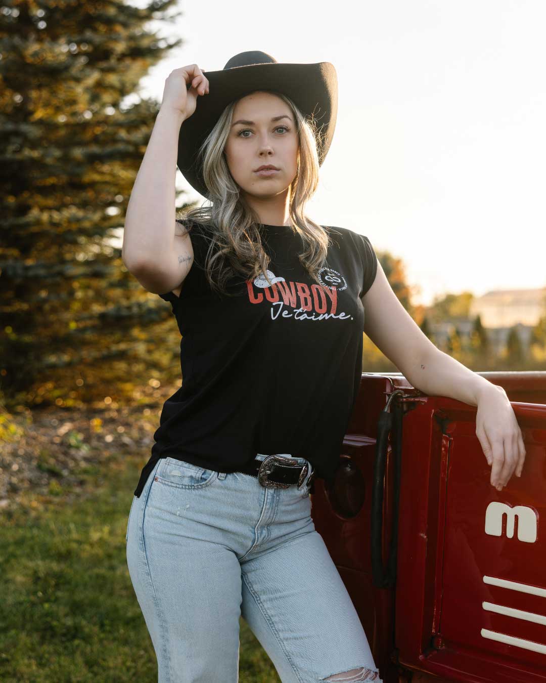 Le «Cowboy Je t'aime» pour Femme - Noir