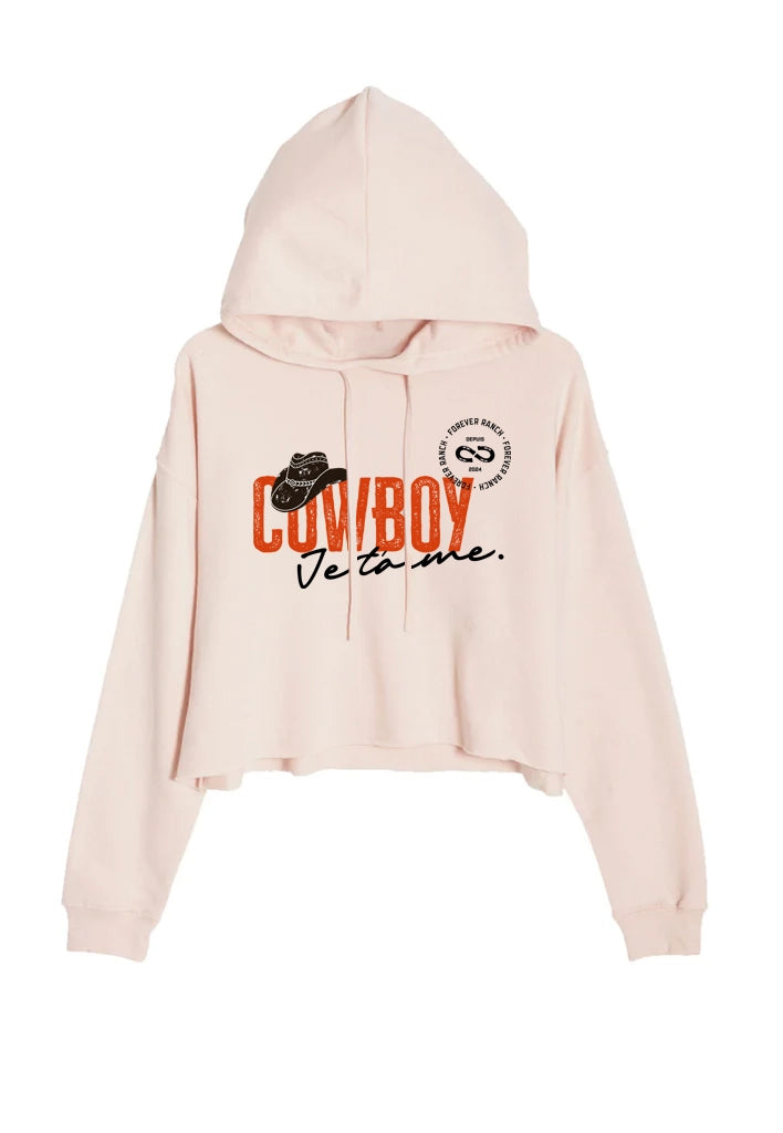 Le Hoodie Crop Top «Cowboy Je t'aime» pour Femme - RosePâle