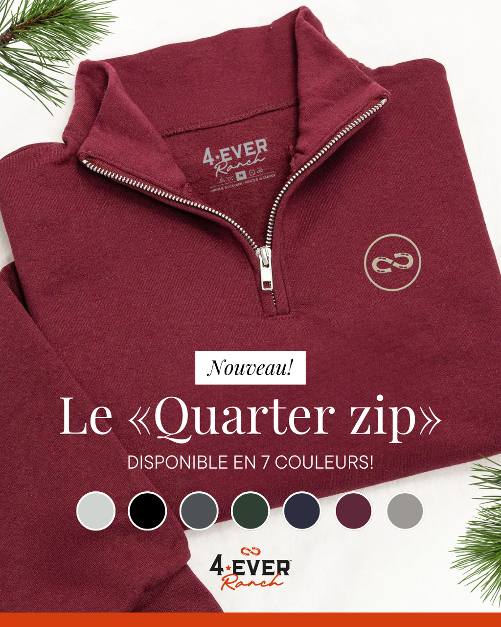 Le «Quarter zip » Unisexe - Bourgogne