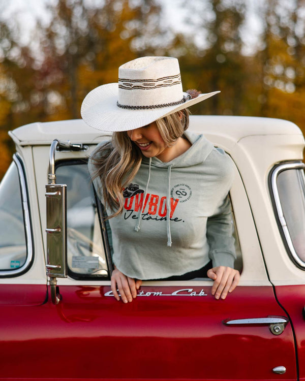 Crop top hoodie Cowboy je taime - Vert