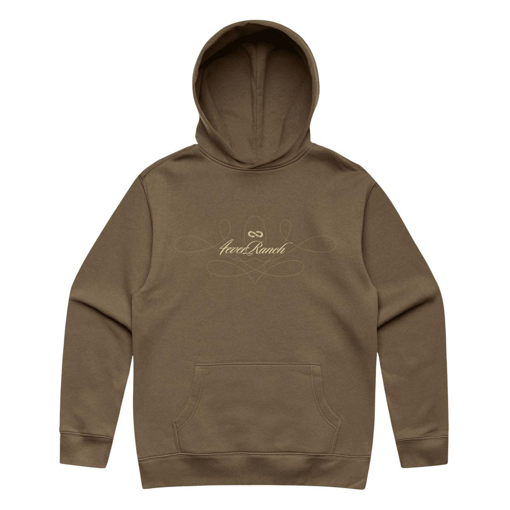 Hoodie unisexe chestnut «Stitches» 4ever Ranch avec design brodé, coupe relax et molleton épais – vêtement country conçu au Québec