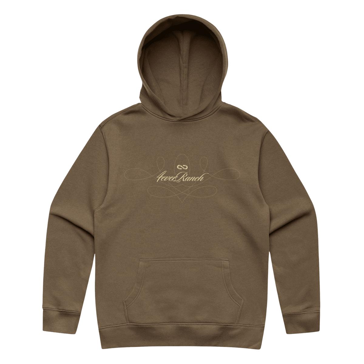 Hoodie unisexe chestnut «Stitches» 4ever Ranch avec design brodé, coupe relax et molleton épais – vêtement country conçu au Québec