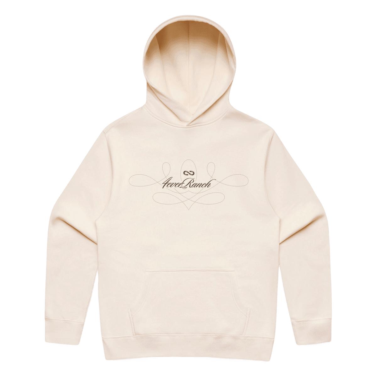 Hoodie unisexe écru «Stitches» 4ever Ranch avec design brodé, coupe relax et molleton épais – vêtement country conçu au Québec