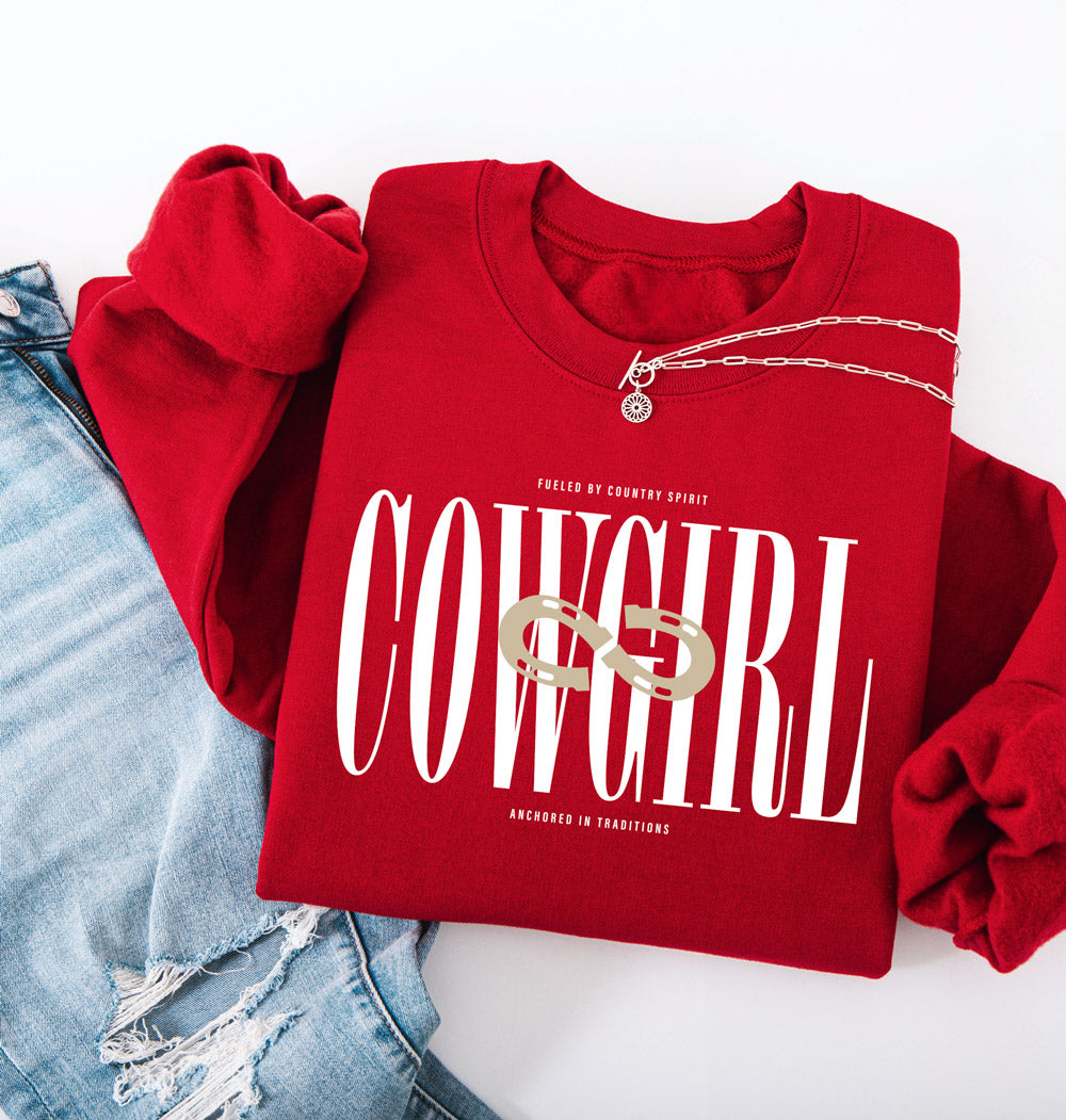 Le Crewneck «COWGIRL» Unisexe - Rouge