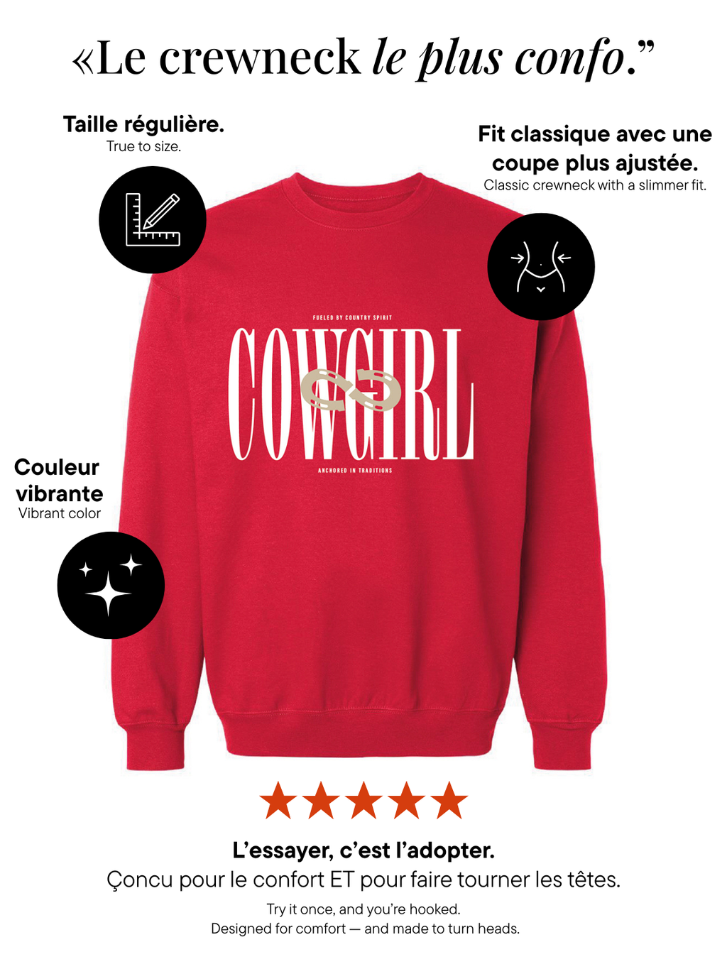 Le Crewneck «COWGIRL» Unisexe - Rouge